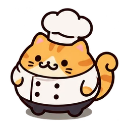 穿着白色厨师服的橘猫主厨